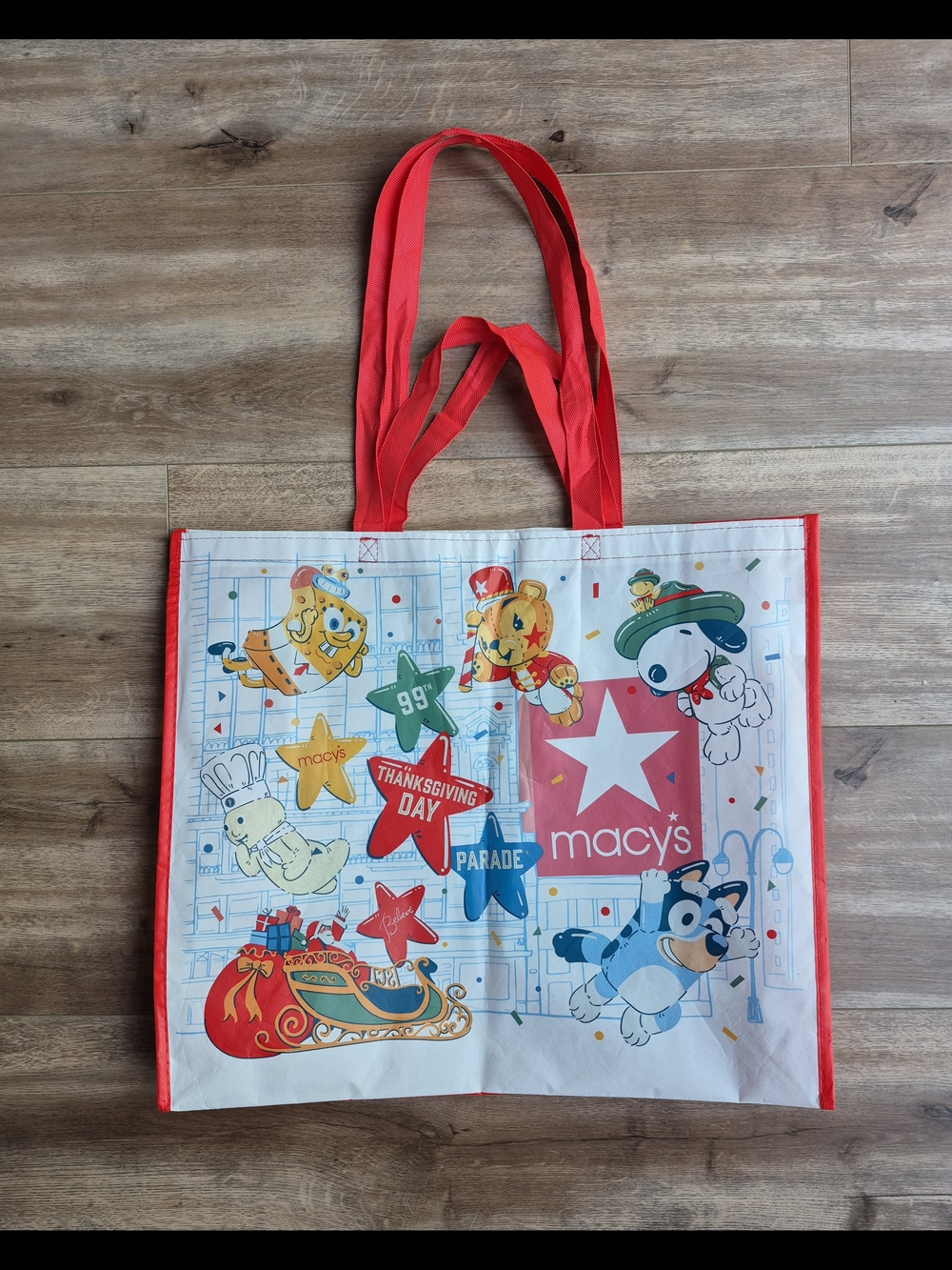Macy's 99th Thanksgiving Day Parade Reusable Tote - Red & White